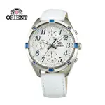 ORIENT 東方錶 SPORTY DESIGN系列 運動三眼石英錶 皮帶款 FUY04006W 白色 - 38.5MM