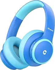 iClever BTH26 Kids Noise Cancelling Headphones, 60H Play Time, Safe Volume 80dBA, Type C Fast Charging, Bluetooth5.4, Kids Bluetooth Headphones with Mic AUX Cord for iPad Airplane (Blue)