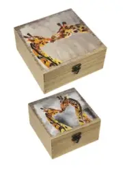 Ganz E9 Home Decor MDF Nesting Boxes 2pc Set Giraffe ER52553