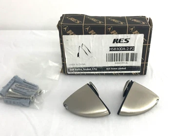 KES 2 Pieces Brushed Nickel Finish / Glass Wall Mount Shelf Brackets NIB
