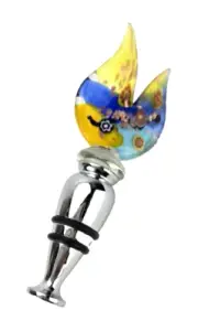 Italian Art Glass Wine Bottle Stopper Millefiori Flame w Box
