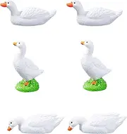yaartz Mini Resin Duck & Goose Fairy Garden Accessories Miniature Figurine, Decor for Fairy Garden Aquarium Fish Tank Micro Landscape Moss Terrarium DIY Craft Project (1Set, 6 pcs, White Duck)