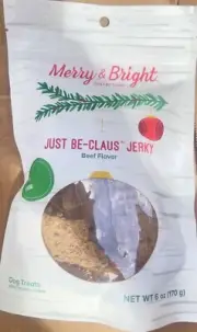 Merry & Bright Dog Treats JUST BE- CLAUS JERKY Beef Flavor FRONE