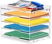 My Space Organizers File Paper Organizer Letter Tray for Desk Office Supplies Folder Accessories Storage, Clear Acrylic, for Home School Desktop Organization
