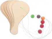 Wood Paddle Ball Toys for Boys and Girls 6pcs Paddle Ball Game Random Ball Color