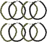 [Aestustheri] 8Pcs Military Boot Straps - Twisters Army Ties - Elastic Pant-Leg Bands - Trouser Clips with Metal Hooks - For Outdoor Activities (Black,Green), Black, One size