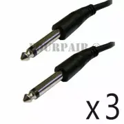 3 PACK - 25Ft 1/4" Mono Male to Male Audio Patch Cable Guitar AMP Speaker PA