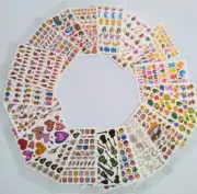 Lot of 19 Sheets Assorted Metallic Kids 900+ Stickers Art Craft Scrapbook Diary