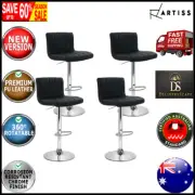 Leather Bar Stools Set of 4 Line Style PU Leather Steady Base Dinning Chairs