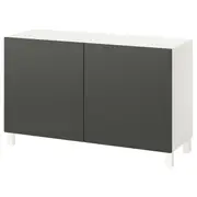 BESTÅ storage combination with doors, white/Lappviken/Stubbarp dark grey, 120x42x74 cm