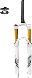 Magnesium Alloy 26/27.5/29 Inch Mountain Bike Bicycle Suspension Fork White, FO01-RK21 Tapered Steerer and Straight Steerer Mountain Bike Air Front Fork