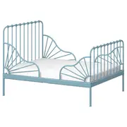 MINNEN ext bed frame with slatted bed base, grey-blue, 91x190 cm
