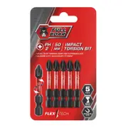 Full Boar PH2 x 50mm Impact Torsion Bit - 5 Pack