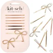 Kitsch Metal Enamel Puffy & Bow BobbyPins - 8pc - Rosewood
