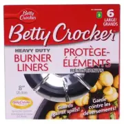 BETTY CROCKER Large size Burner Liners 6PK Case of 48 FREE SHIPPING
