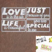 Framed Sentiments Phrases Cutting Dies – Love is in the Air, Life is Beautiful +