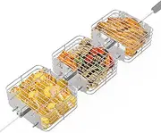 onlyfire Set of 3 Grill Baskets for Rotisserie Skewers, Stainless Steel Rotisserie Basket, Rotisserie Grill Basket, Rotisserie Accessories for Chicken Wings, Meat and Vegetables