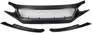 For 10th Compatible For Civic FK7 FK8 TYPE-R Fiberglass Front Bumper Grille Racing Car Accessories FC JS N1 Style Air Intake Grille Engine Hood(Carbon Fibre look)
