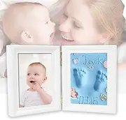 Baby Handprint Footprint Makers Kit,Memory Photo Frame Kit for Newborn Baby Girls and Boys,Personalized Baby Milestone Gift,Baby Shower Gifts,for Baby Registry, Nursery Decor,Pet Paw Print Clay Kit