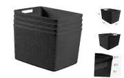 Jute Decorative Plastic Organization and Storage Baskets, Perfect Large Black