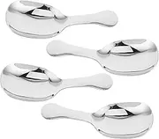 PAMINGONO 4Pcs Stainless Scoop Set Short Handle Measuring Spoon for Tea Sugar Flour Ice Cream Condiments Comfortable Grip for Kitchen Use