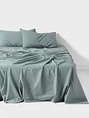 Linen House Organic Cotton Bed Sheet Set, Ocean, King Single Bed