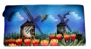 Anuschka Hand Painted Two Fold RFID Wallet-Vintage Windmills-NWT-Orig. $108.00