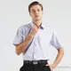 【ROBERTA諾貝達】 台灣製男裝 吸濕排汗 優質直條紋白底短袖襯衫 RCF62-24紫