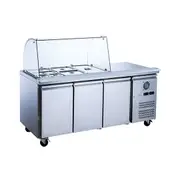 FED-X Three Door Salad Prep Fridge With Curve Glass Top - Salad Bar Fridges (XTHP3100SALGC) - XTHP3100SALGC