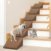 30D Dog Ramp for Stairs Suits for Small Dogs Cats, Pet Steps Stairs for Staircase Stairs with Anti-Slip Bottom and Self-Sticky Pads to Fix Suitable for Dogs Cats(6Pcs, Brown)
