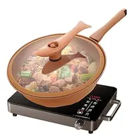 Iron Wok with Lid, Wok Pan with Lid | Energy Balanced Pot, Iron, Steam and Cooking in - Chinese Wok for Induction and Electric Stoves