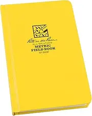 Rite in the Rain Weatherproof Hard Cover Notebook, 4.75" x 7.5", Yellow Cover, Metric Field Pattern (No. 360F)
