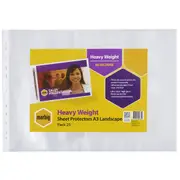 25pc Marbig Heavy Weight A3 Ring Binder Refill Sleeve Protector Landscape CLR