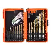 Supercraft DBS1020 15-Piece Titanium Coated HSS Set Metric Metal Drill Bit Set