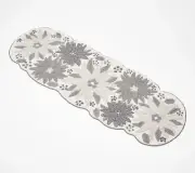 Temp-tations Seasonal 13" x 36" Beaded Table Runner in Grey Poinsettia