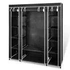 Portable Fabric Wardrobe Cabinet Multi Shelves Closet Hanging Clothes Rail Black