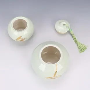 茶葉罐 創意青瓷茶葉罐陶瓷大號密封罐家用葫蘆擺件普洱茶盒 交換禮物全館免運