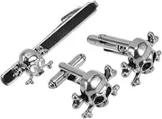 [Holibanna] Skull Tie Clip Cufflinks for Men 3 Piece Set Metal Necktie Bar Gothic Decorative Tie Accessories Business Party Set