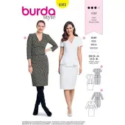 Burda Sewing Pattern 6383 Dress Peplum Corset Waistband Misses Size 8-18