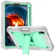 For iPad mini 6 Case,Silicone + PC Shockproof Shielding Case, Holder, Gray Green