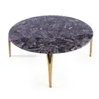 Round Purple Marble Resin Side Table Amethyst Stone Coffee Table Top for Office