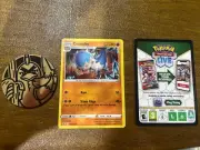 Pokemon Silver Tempest Blister Pack Galarian Sirfetch'd Plastic Coin + Cranidos