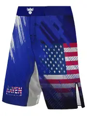 Raven Fightwear Men's Valor USA MMA Shorts BJJ Blue