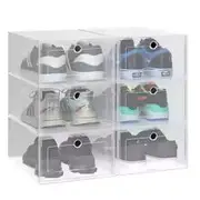 6pcs/set Transparent Plastic Shoes Case Drawer Thickened Plastic Shoe Boxes Stackable Box Shoe Organizer Shoe Box