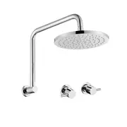 Decaura WELS Rain Head Set 9" Chrome Round Brass Gooseneck Shower Arm With 1/4 Turn Shower Twin Taps