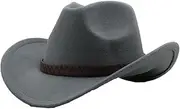 [Generic] Classic Wide Brim Fedora Hats Unisex Women's Men's Western Cowboy Hat Jazz with Band Belt Church Panama Caps