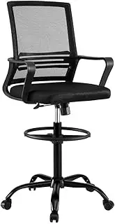 [Artiss] Office Chair Drafting Chairs Stool Computer Desk Studios Mesh Black