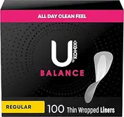 U by Kotex Barely There Liners, Light Absorbency, Unscented, 100 Count