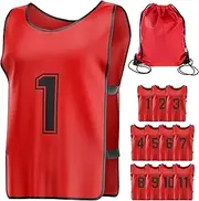 [EUCATUS BEST PRODUCTS & GIFTS] Machine Washable Sports Training Jerseys Bibs. Numbered Front and Back Pinnies for Game Play. Comfortable Polyester Vests