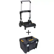 DEWALT Stackable Utility Cart Trolley+17" Stackable Deep Tool Storage Box Black